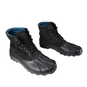 Sperry Top-Sider Duck Boots sz 10M‎ Mens Black Rain Waterproof STS10101 Suede 7"
